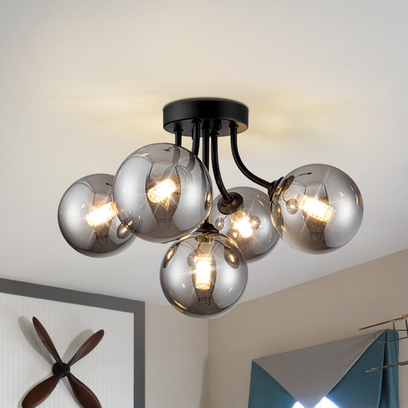Ebern Designs Sputnik Bohr Glass Flush Mount Light Sputnik Light